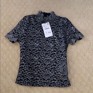 Black and silver lace top